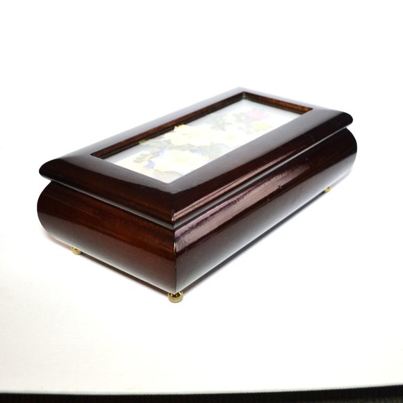 Vintage Gloss Finish Wooden Music Box Jewelry Storage Ladies Dresser Vanity - Picture 9 of 13